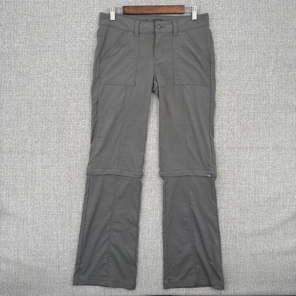 Prana Convertible Hiking Pants Women 6 Gray Zip Off Cargo
